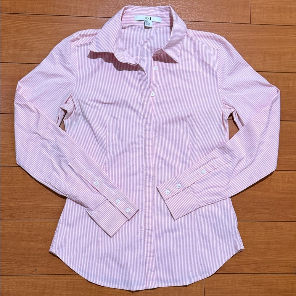 Forever 21 Pink and White Striped Shirt